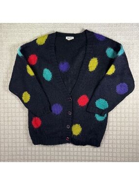 Christina navy polka dot cardigan sweater med